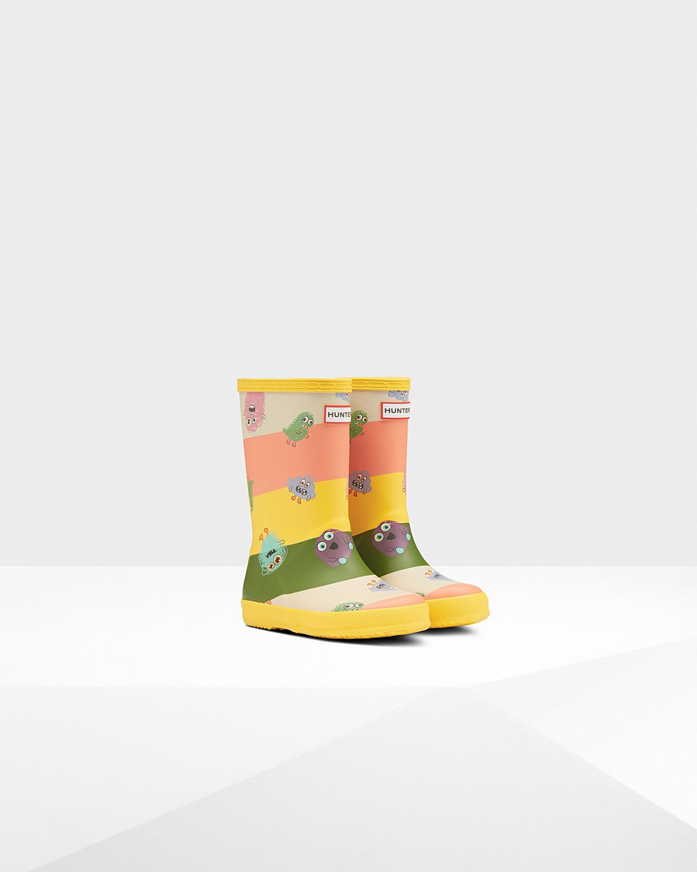 Kids Rain Boots - Hunter Original First Classic Scribble Print (48IHCJRLY) - Yellow